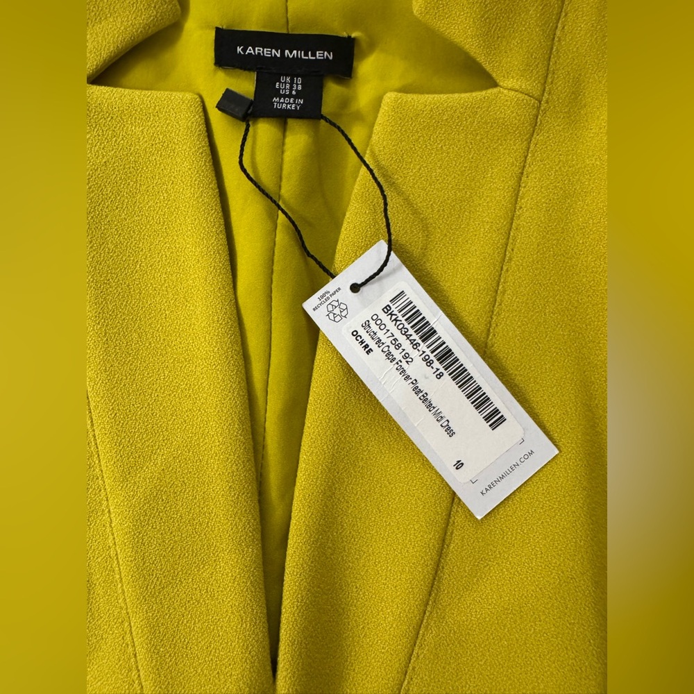 NWT KAREN MILLEN Structured Crepe Forever Pleat Belted Midi Dress $439 - Picture 13 of 14